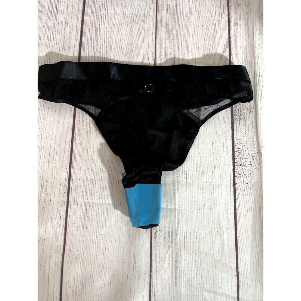 ASOS Design Black Mesh Sexy Banded Women s Thong Size 4